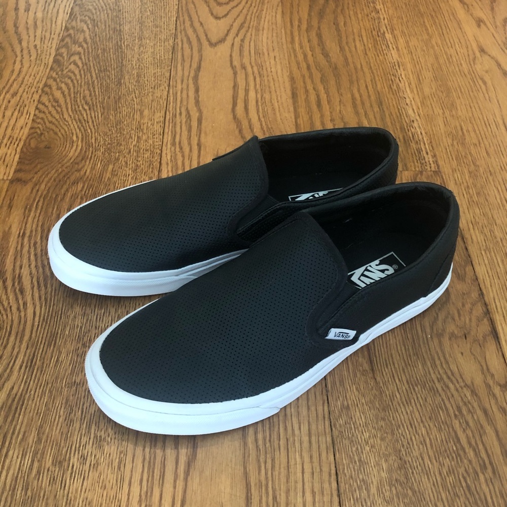 Perforated leather slip on vans
